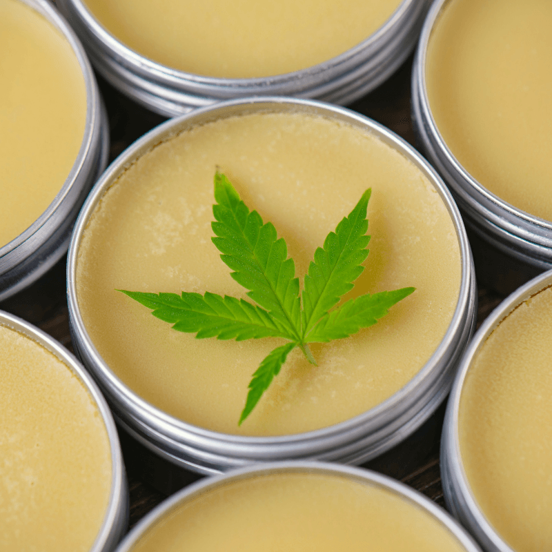 Cannabis topical products and natural leaf ingredients at Enjoy The Farm in California